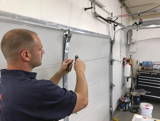 Before and after garage door dent repair by Norwich Garage Door Repair in Norwich