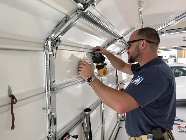 Norwich Garage Door Repair technician quieting a noisy garage door in Norwich