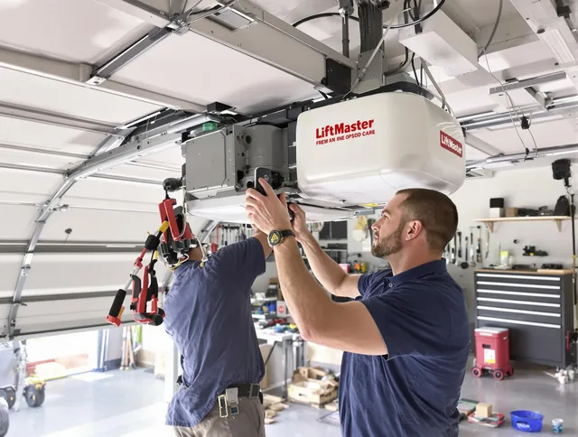 Norwich Garage Door Repair technician performing advanced diagnostics on garage opener in Norwich
