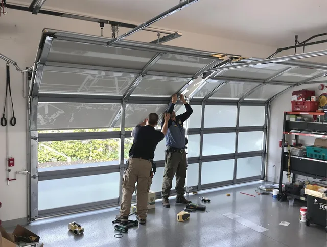 Norwich Garage Door Repair expert performing precise panel replacement on Norwich garage door